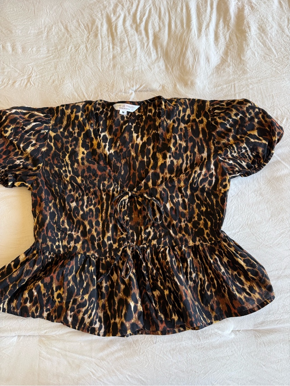 Live 4 Truth Leopard Print Peplum Blouse - Brown & Black